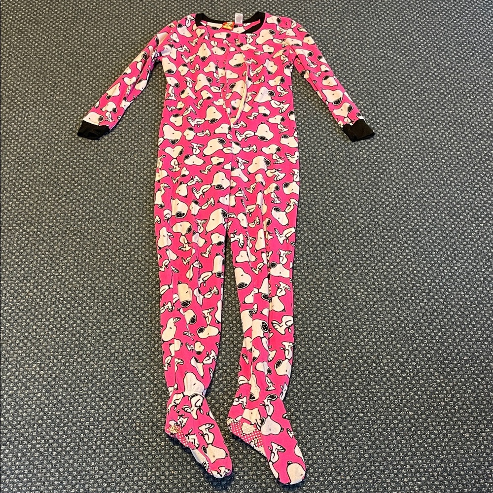 Peanuts Pink Cartoon Footie Pajamas